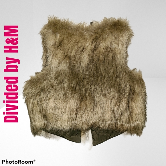 Size 12 Womens H&M Divided Brown Fur Vest - Picture 3 of 3